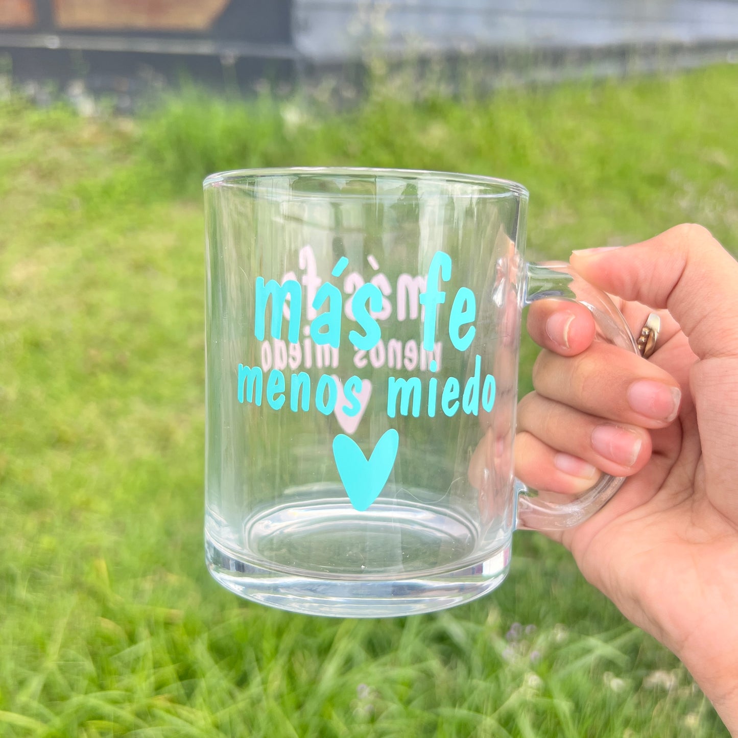 Más fe, menos miedo | Taza Clear