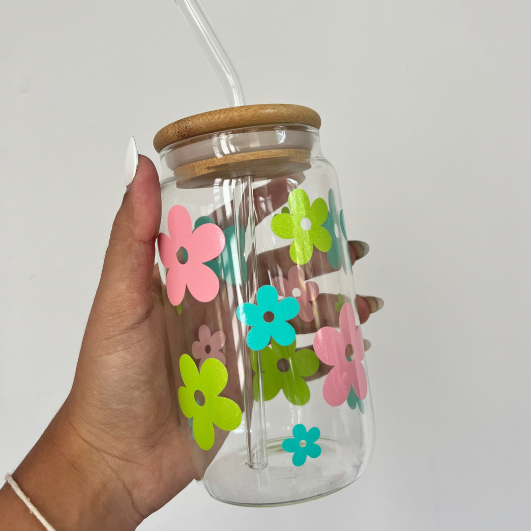 Glitter Flowers | Bamboo Tumbler