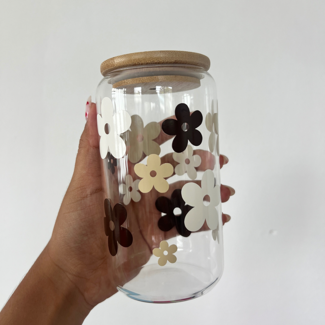 Beige Flowers | Bamboo Tumbler
